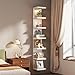 White 7-Tier Vertical Wall Shelf Unit with USB Rechargeable Led Light (Remote Controlled),Versatile Floating Display Shelves,Lack Style Wall Shelves for Bedroom,Living Room,Office Decor,Vanity