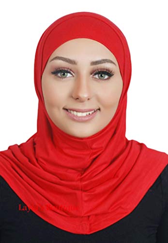 Red Al Ameera Muslim Hijab Amira 2 Piece Hood & Hijab Tube Under-Scarf Cap