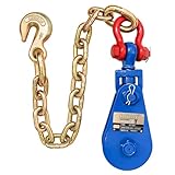 SENKEYFE Upgraded Snatch Block with Chain, Snatch Block 4 Ton WLL, for 1/2 Inch Wire Ropes,Snatch Block Pulley for Towing and Recovery，Rollback Wrecker Car Carrier Tow Truck Accessories