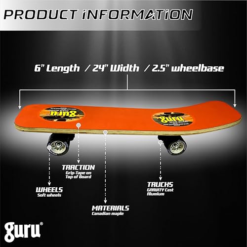 Image of GURU Skateboard, Wooden Non-Slip Skateboard for Kids, Adult, Casterboard /Skate Board /Hoverboard /Longboard for Beginners, Learners, Training Purpose for All Age Group