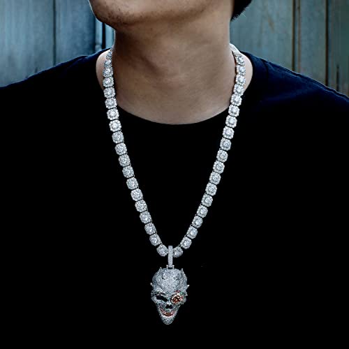 Luxfine Tennis Chain For Men Women Initial Necklaces 12Mm White Gold Plated Clustered Iced Out Cuban Link Choker, 5A+ Cz Diamond Hip Hop Jewelry Father Day Birthday Christmas Wedding Gift (Personalized Letter Box Clasp, With Box & Pouch) #TOP3