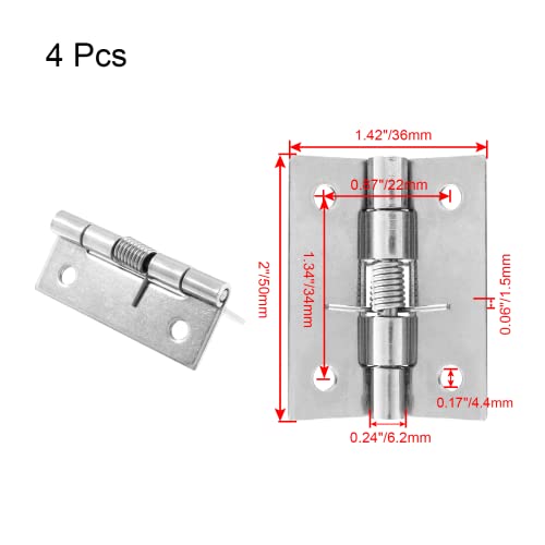 Suiwotin 4Pcs Spring Loaded Door Hinges, 2 Inch Stainless Steel Spring Hinge, Polished Chrome Cabinet Hinges, Heavy Duty Self Closing Hinges #TOP1
