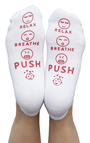Relax Breathe Push Socks | Funny Baby Shower Gift | Labor and Delivery
