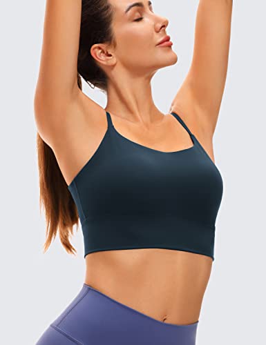 Image of CRZ YOGA V Back Longline Sports Bras | Medium Support, Removable Pads, Yoga, Brushed, Scoop Neck, Spaghetti Straps, for Women