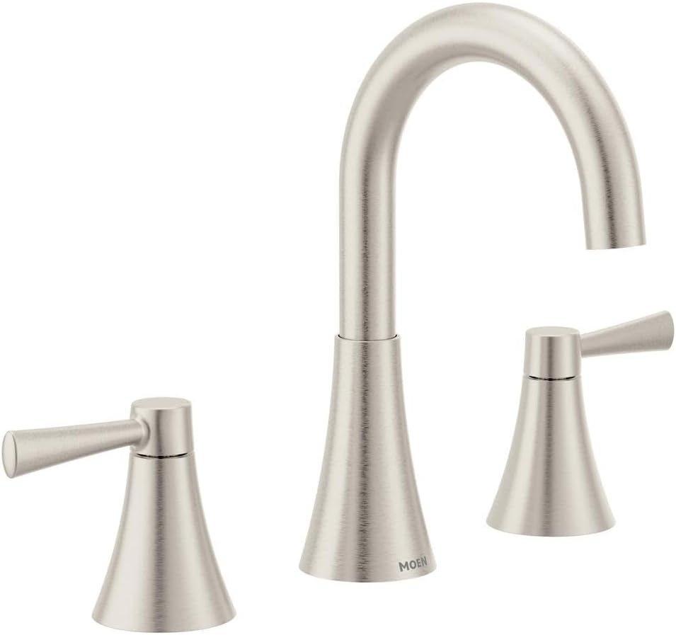 Moen 84023SRN Ronan Two-Handle Widespread Modern Bathroom Faucet, Valve ...