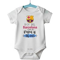 BODY FUTBOL BEBE: SOY DEL BARCELONA COMO MI PAPÁ Y ABUELO (Manga