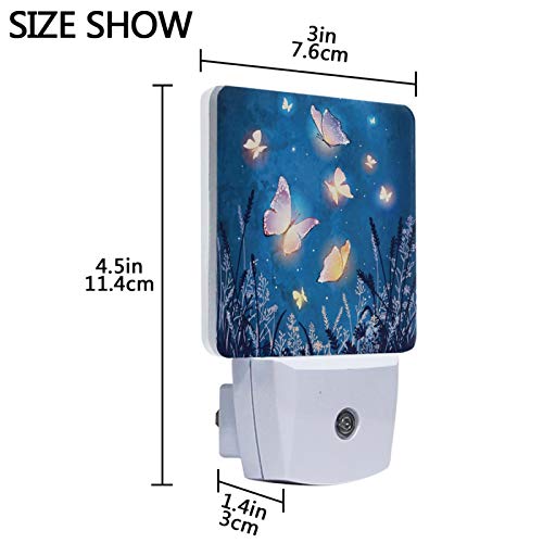 Magical Butterfly Night Light Set Of 2 Glowing Butterflies Stars Plug-In Led Nightlights Auto Dusk-To-Dawn Sensor Lamp For Bedroom Bathroom Kitchen Hallway Stairs #TOP2