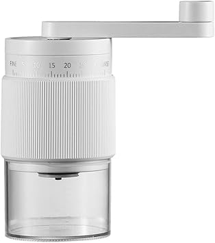 Manual Coffee Grinder, Portable Hand Crank Mill Coffee Grinder With 35 Grind Settings For Home Office Or TravellingWhite