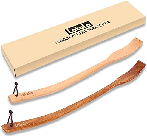 LotoLe Wooden Back Scratcher, Ergonomic Oversized Curved Long Handle Wood Back Scratcher for Men Women Adults - 16.5”, 2 Colors Pack, Great Gift for Itching Relief