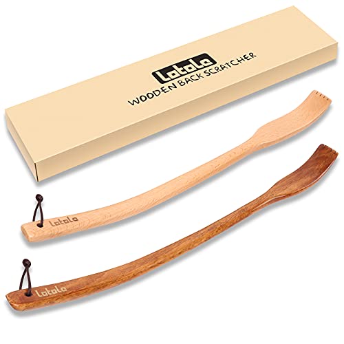 Lotole Wooden Back Scratcher, Ergonomic Oversized Curved Long Handle Wood Back Scratcher For Men Women Adults - 16.5”, 2 Colors Pack, Great Gift For Itching Relief #TOP2