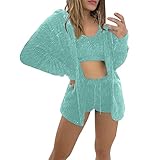 Fleecejacke Damen,üBergangsjacken-MäNtel DüNne Jacke Bolero Sticks Jacke Wasserdicht Winterjacken Mit Fellkapuze Irevial Bolero Blazer Hinten Besondere Jacken Trapper Lederjacke(Cyan-2, 3XL)