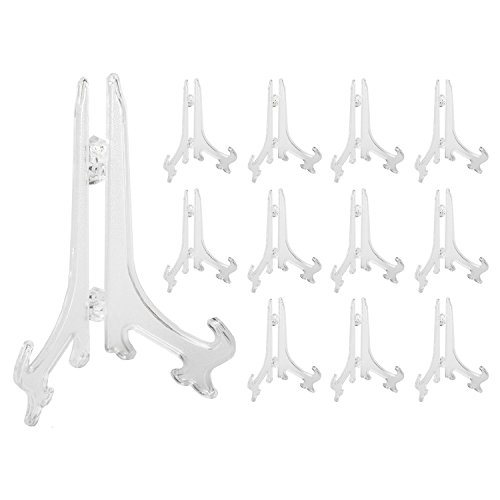 Super Z Outlet Clear Plastic Easels or Stand/Plate Holders to Display Pictures, Placecards, or Other...