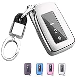 Mofei for Lexus Key Fob Cover - Soft TPU Key Fob Case Protective Sleeve Protector Shell Keyless Remote Control Smart Key Holder Jacket with Key Chain for Lexus RX is CT GS NX ES RC RCF GSF (Silver)