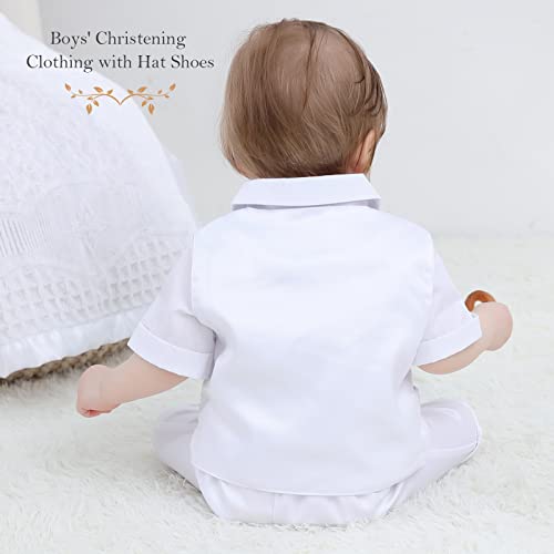 Booulfi Boys Christening Outfit 0-18 Months Baby Boy Baptism Outfit Short Boys' Christening Clothing with Hat Shoes - Thumbnail 7