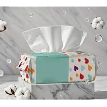 Organic Cotton Disposable Facial Washcloths Ultra-Soft, Gentle Cleansing Wipes for Sensitive Skin, Colorful Pattern Design 100 Count