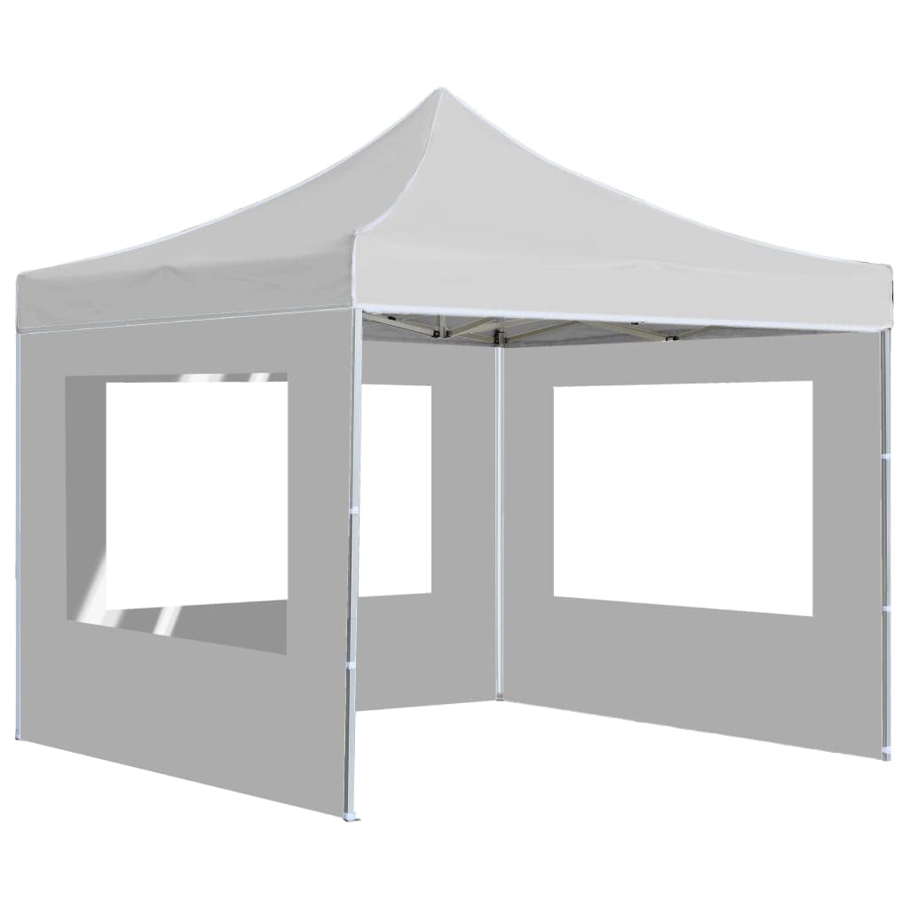 Pawilon składany 2 x 2 m biały ze ścianami aluminiowymi
