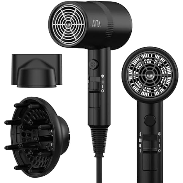 AINA 1600W diffuser hair dryer in Vader black