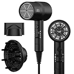 AINA Hair Dryer with Diffuser, Blow Dryer for Women | Advanced Ionic Technology, Ceramic Coating | Cold Shot Features Turbo Heat for Fast Drying and Shine (Black)