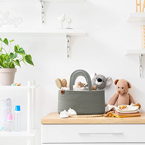 Perabella 2-In-1 Baby Diaper Caddy Organizer For Changing Table, Cotton Rope Diaper Basket For Boy, Girl, Gift For Baby Shower, Nursery Diaper Organizer, Portable Diaper Storage, Car Caddy Organizer #TOP5