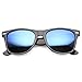 zeroUV Flat Matte Reflective Mirror Color Lens Large Horn Rimmed Style Sunglasses - UV400 (Polarized | Shiny Black/Blue)