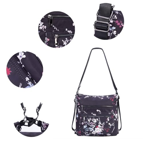 Multiple Compartments Satchel Handbags Waterproof Nylon Crossbody Bags for Women Adjustable Strap Tote for Ladies3