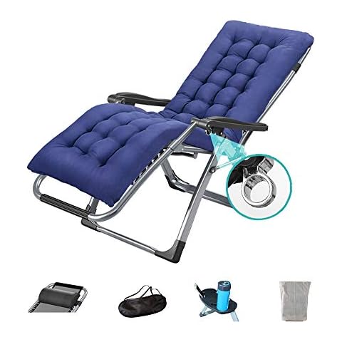 SunLoungers HAIYU- Zero Gravity Chair Outdoor Lounge Patio Chair with Pillow and Utility Tray Adjustable Folding Recliner for Deck, Beach, Yard, Balcony-Optional Cushion (Color : Chair+Mat) Cover