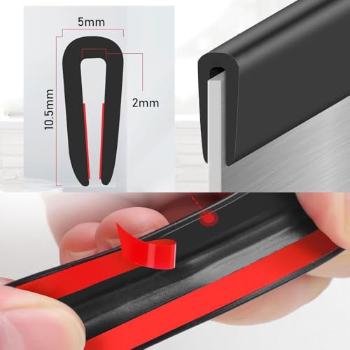 Kantenschutz Selbstklebend Für Bleche Gummi | Kederband | U-Profil Kunststoff | Kantenschutzprofil | Geeignet Für Automobile, Scharfe Kanten (Schwarz 1.5m x 2mm)