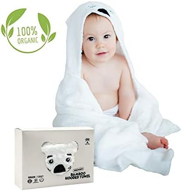 Baby Hooded Bath Towels | Organic Bamboo Material | Perfect for Bath, Pool or Beach | White Puppy Design | Best Gift for Baby Shower or Birthday | Twin Palms Baby Towel