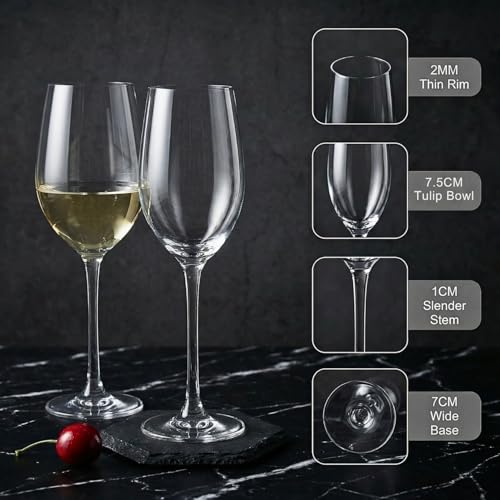 Image of Ash & Roh Wine Glass - Ideal for White or Red Wine Party Glass, Whisky Glass, Clear Glass, 300 ml, (4)