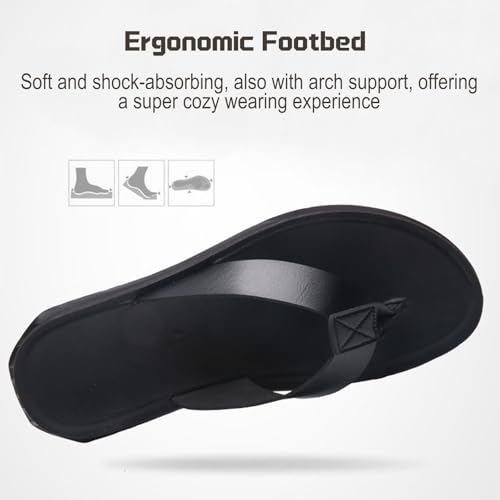 Leather Flip Flops for Men Women Thong Sandals with Arch Support Soft Cushion Footbed Comfortable Beach Slippers Slides4