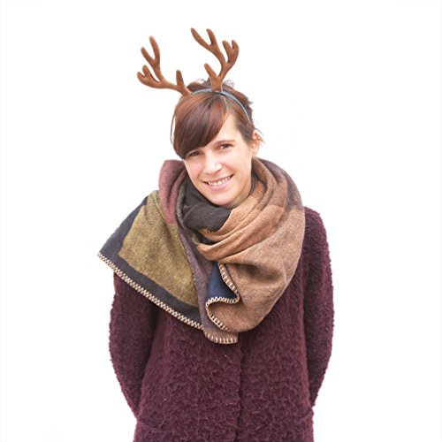 Oblique Unique® Rentier Geweih auf Haarreif I Elchgeweih I Rehkostüm I Fasching Karneval Party Verkleidung