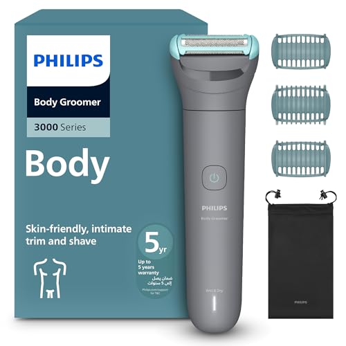 Philips Body Groomer BG3485/15 | Trim & shave body hair & balls | 100% showerproof | Skin-friendly | 2/3/5 mm combs | 80 min cordless | Battery indicator | USB charging | Easy to clean