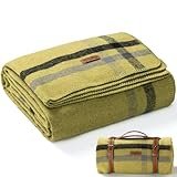 Molithe 100% Wool Blanket, 62' x 86', Warm, Thick, Washable, Military Wool Blanket, Great for Camping, Outdoors, Sporting Events, Survival Kits