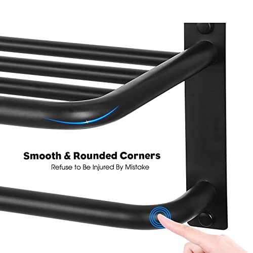 Foto de Toallero para baño, soporte de torre de 23 pulgadas con barras de torre, acero inoxidable SUS 304, estante para toallas de baño, soporte de pared, 3 niveles (negro mate) (imagen 3)