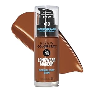 Revlon Liquid Foundation, ColorStay Face Makeup for Normal & Dry Skin, SPF 20, Longwear Medium-Full Coverage with Natural Finish, 410 Cappuccino, 1 fl oz