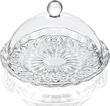 OCEANO Alzata per Torte in Vetro con Cupola, Piatto da Portata Vassoio Elegante 19.3 cm pe...