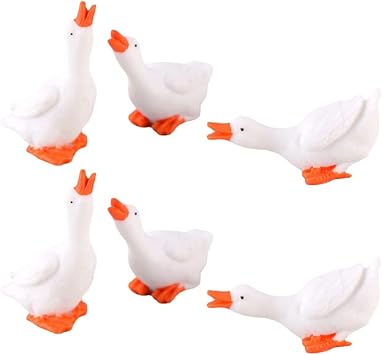 Mini Goose Figurine 6pcs Resin Swan Figurines Micro Moss Landscape DIY Ornament Micro Landscape Dollhouse Decoration