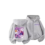 [GIOLOKZX] 子供服 K-POP ガールズ！デーモン・ハンターズグッズ パーカー 長袖 魔女狩りガールズグループ 丸首 日常服 ゆったり 柔らかい 快適 応援服 春秋服 学生 大人 男女兼用 厚手 100CM