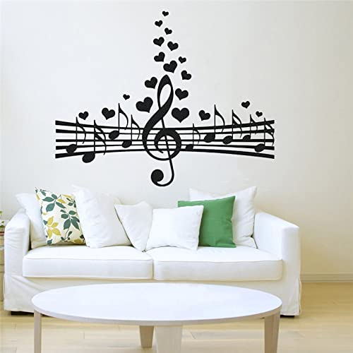 Boeerlcnl Music Notes Heart Mural Home Decal Vinyl Removable Sticker Home Decor Wall Sticker,Black,80X99Cm #TOP2