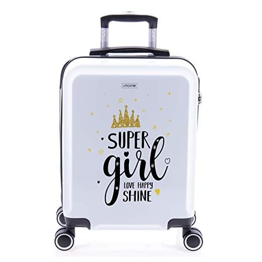 imome Cool Maleta de Cabina Juvenil Super Girl 55x40x20 cm | Equipaje de Mano, Trolley de Viaje Ryanair, Easyjet | Maleta de Viaje Rígida Divertida