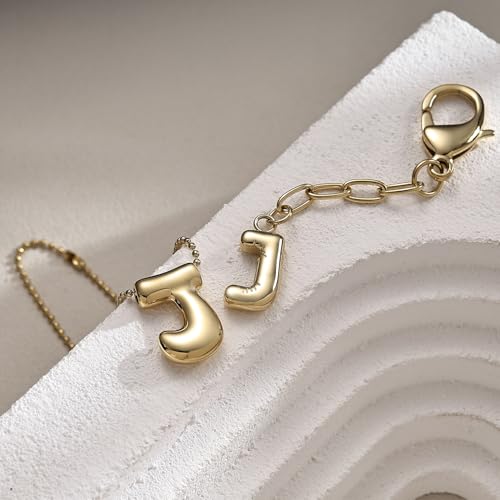 COTATI Gold Plated Bubble Letter Keychain for Women Initial Monogram Pendant Charm Keychains for Bag Handbags Purse