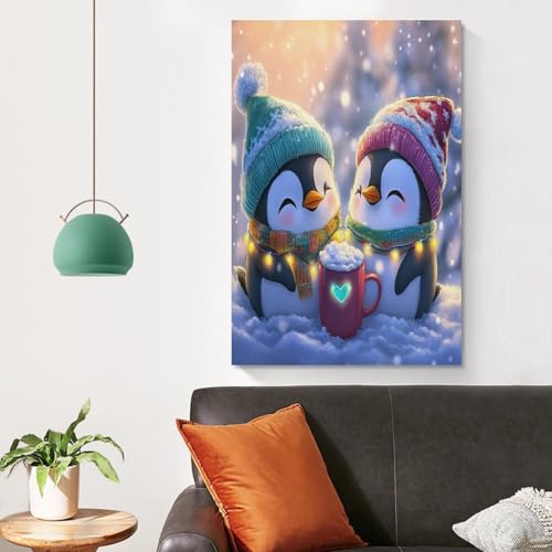 Cuadro de pingüino en lienzo para dar vida a paredes vacías 4