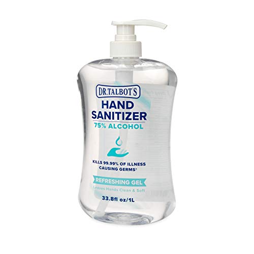Dr. Talbot's Refreshing Gel Hand Sanitizer With Easy Pump, Fragrance Free, 1 Liter, 33.81 Fl Oz #TOP1