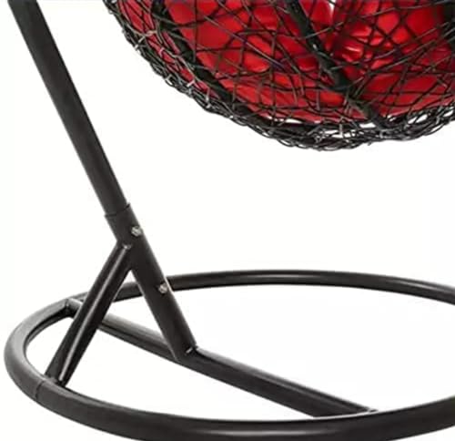 Image of Single Seater Swing Chair with Stand and Cushion Hammock Swing for Adult Outdoor Indoor Garden Living Room Balcony Hanging Chair (Black Maroon)
