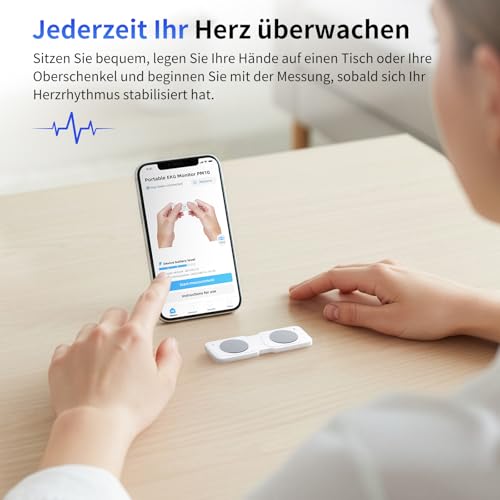 Mobiles EKG-Gerät, persönliches EKG-Gerät, erkennt Vorhofflimmern, Bradykardie oder Tachykardie in 30 Sekunden, Herzfrequenzmesser, App für iOS/Android