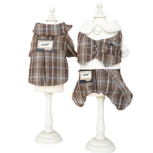 AttRex かわいい 犬服 つなぎ パーカー コート 秋冬 ペット服 ジャケット 裏起毛 暖かい 防寒 ドッグウェア 小中型犬 ロンパース 洋服 抜け毛防止 お散歩お出かけ (XS,両足のコート)