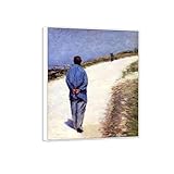 MUHJDYC Gustave Caillebotte Famosa Pintura-Impresión en Lienzo Reproducción-Marco Blanco Cuadros Decoracion Salon Listo para Colgar(hombre con bata) 50x60cm