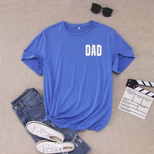 Image of KEKEMI Daddy and Me Shirt Daddy's Girl T-Shirt Dad's Little Man Shirt Dad's Dude Tee Tops Father's Day Family Matching Outfit (Dad-Blue, 2XL)