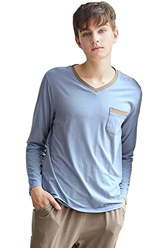 Joy's Choice Men's Pajama Sets Modal Soft 2 Piece V-neck Long Sleeve Top and Pants for Loungewear Sleepwear with Pockets