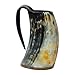 Loop cuerno para beber la taza de cerveza jarra de cerveza con base de madera - genuino artesanal vikings original cuerno taza de la taza de mead, ale y cerveza - (acabado natural, 500 ml | 16 oz)